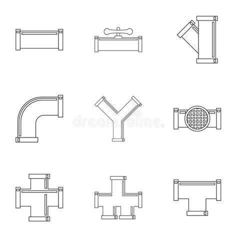 Het Pictogramreeks Van De Waterbuis Overzichtsstijl Vector Illustratie