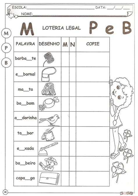 Palavras Com M Antes Do B - 31 Atividades com M e N antes de P e B | Palavras com p, Palavras com m ...