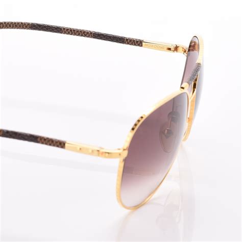 Louis Vuitton Damier Ebene Conspiration Pilote Sunglasses Z0202u Gold 240244 Fashionphile