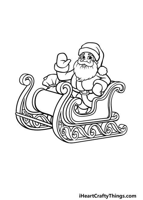 Santa Sleigh Drawing - How To Draw A Santa Sleigh Step By Step