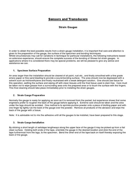 Strain Gauge | PDF | Adhesive | Epoxy