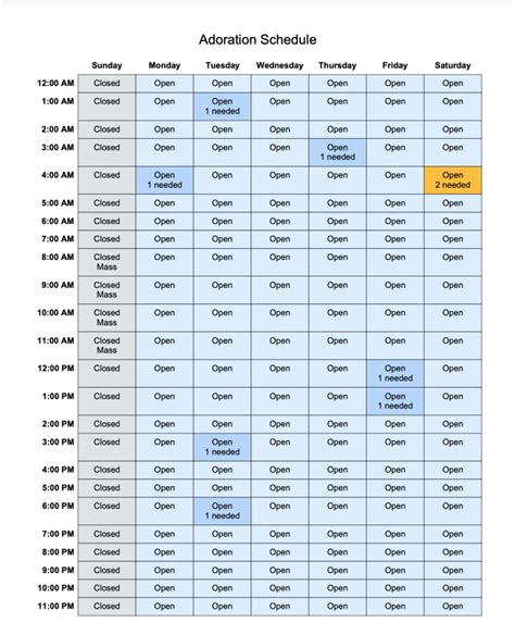 Printing the Adoration Schedule · We Adore Him