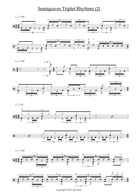 Semiquaver Triplet Rhythms 2 Drum Set Digital Sheet Music Sheet