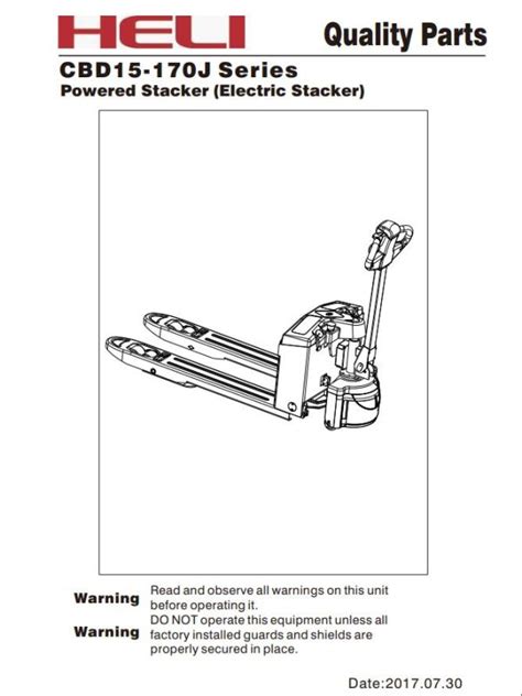 Heli Electric Pallet Truck CBD15 170J Parts Manual ZH EN