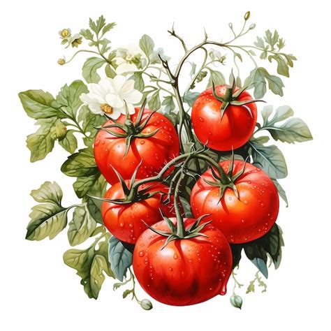 Premium Ai Image Handdrawn Watercolor Painting Of Tomatoes On A White