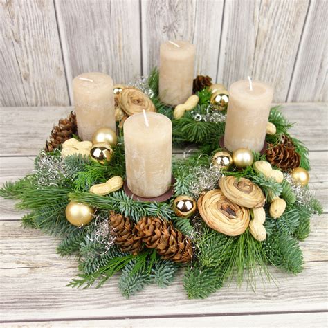 Adventskranz Frische Tanne Adventskr Nze Gold Weihnachtskranz