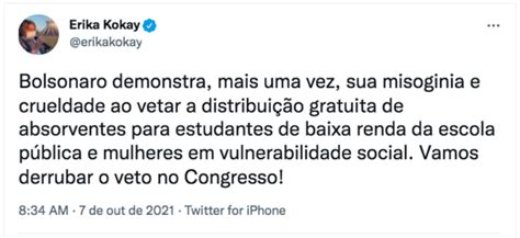 Pol Ticos Criticam Veto De Bolsonaro Distribui O De Absorventes