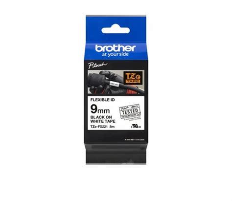 Genuine Brother TZe FX221 Labelling Tape Cassette Black On White 9mm