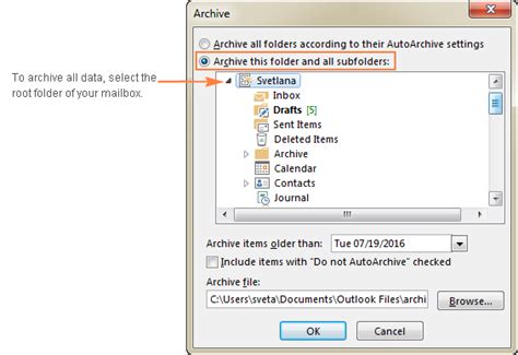 archive  outlook automatically  manually