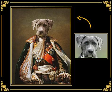 Custom Royal Pet Portrait Historical Pet Portrait Victorian Pet