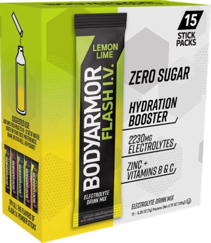 Bodyarmor Flash Iv Zero Sugar Electrolyte Lemon Lime Drink Mix Packets