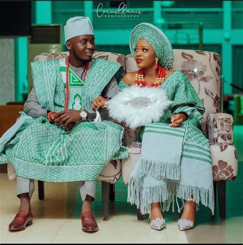 Green Damask Asooke For Bride And Groom Nigerian Wedding Suit Etsy