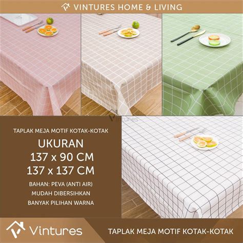 Jual Taplak Meja Anti Air Motif Kotak Kotak Modern Bahan Peva