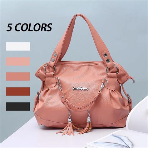 Mulheres Pu Leather Tassel Handbag Shoulder Bolsa Tote Bag Satchel