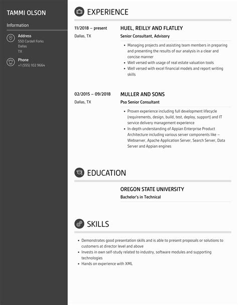 Senior Consultant Resume Samples Velvet Jobs