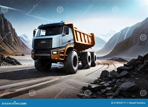 Giant Futuristic Modern Dump Truck Working In A Quarry Generative Ai