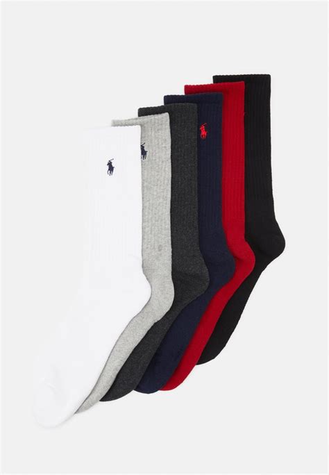 Polo Ralph Lauren Cotton Blend Crew Sock 6 Pack Sokker Blackrednavycharcoalflerfarget