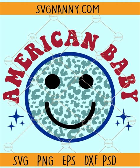 American Babe Smiley SVG Leopard Smiley Face Svg Fourth Of July Svg Patriotic Svg
