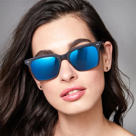 Billie Square Sunglasses Matte Black And Blue Mirrored Lenses Diff Eyewear