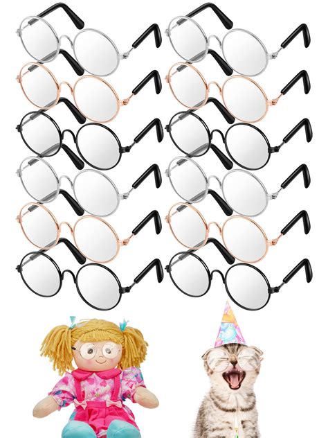 Mini Doll Glasses Metal Wire Rim Clear Eyewear Fabric Doll Dress Up Eyeglasses