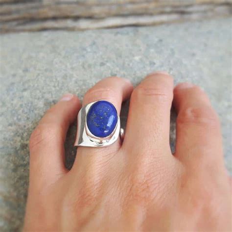 Bague ajustable lapis lazuli argent OMYOKI bijoux de créateur