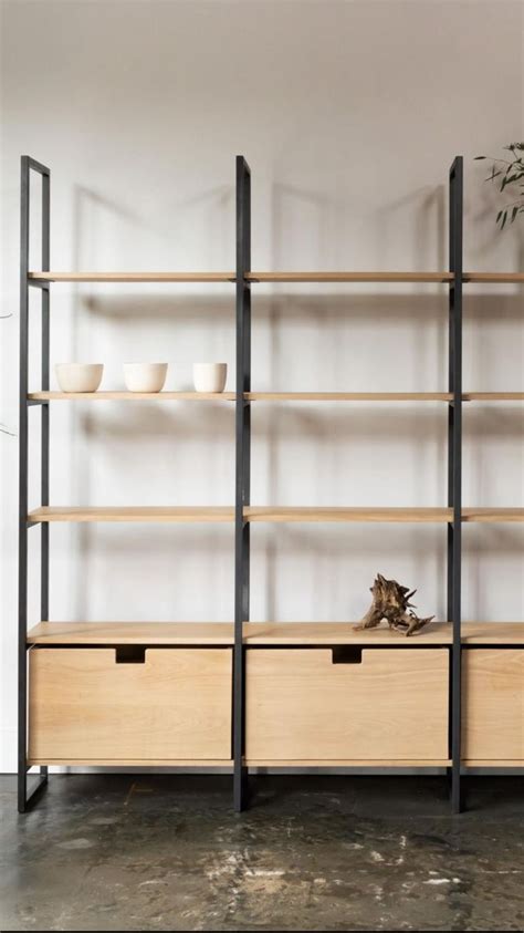 Open Steel Shelving Unit | Metal & Wood Living Room Shelving Ideas | Soft Industrial ...