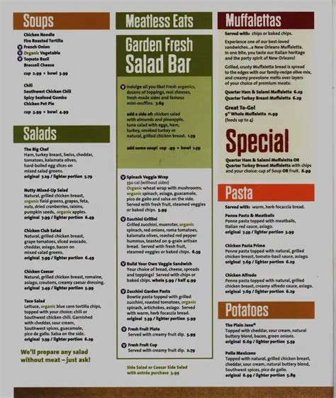 Jason Deli Menu Printable