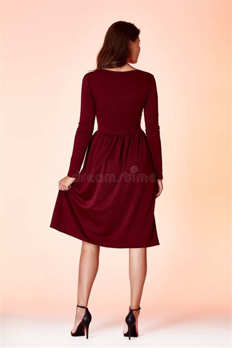 Fashion Style Woman Perfect Body Shape Brunette Hair Wear Dress Stock Photo Image Of Makeup