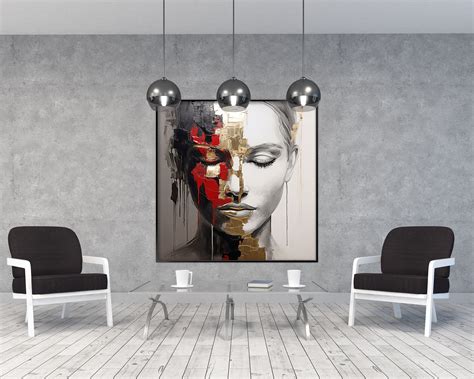 Masked Woman 100 Hand Painted Wall Decor Living Room Acrylic Abstract Oil Painting Office