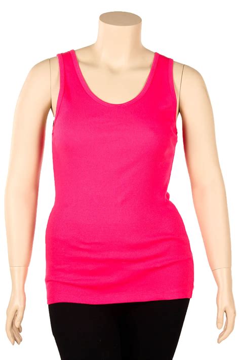 Womens Plus Size Tank Top 100 Cotton Ribbed Long Workout Scoop Basic