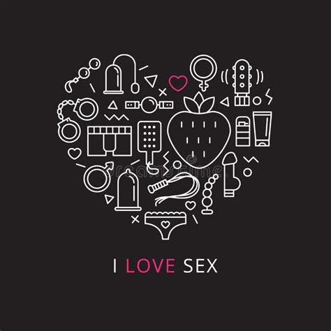 Vector Sex Shop Icons In Shape Of Heart Trendy Stock Vector