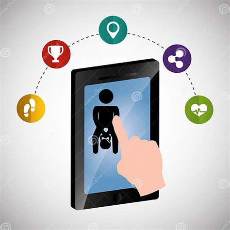 Fitness App Technology Icons Stock Illustration Illustration Of Silhouette Phone 79018465