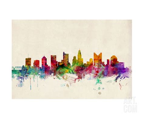 Columbus, Ohio, skyline water color (print by Michael Tompsett at Art.com) Cityscape Art ...