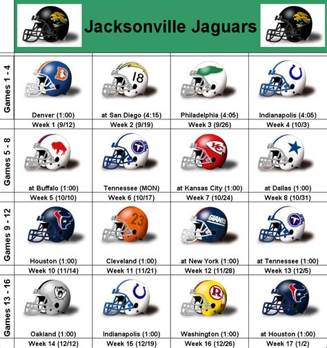 Jaguars Printable Schedule