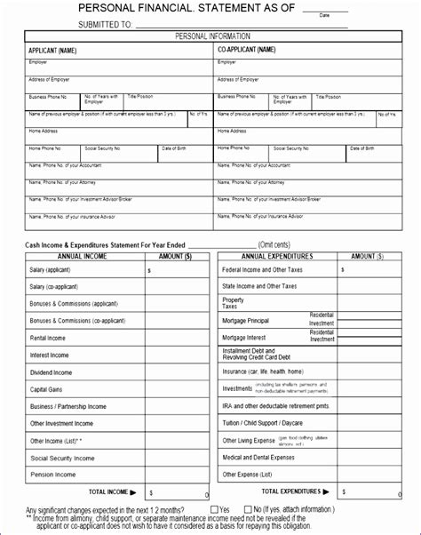 14 Excel Personal Financial Statement Template Excel Templates