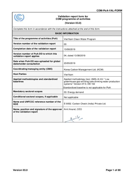 Fillable Online Carboncheck Co Cdm Cpa Val Form Validation Report Form