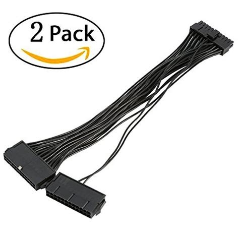 24 Pin Dual Psu Power Supply Extension Cable 2 Pack For Atx Mining Motherboards Computer