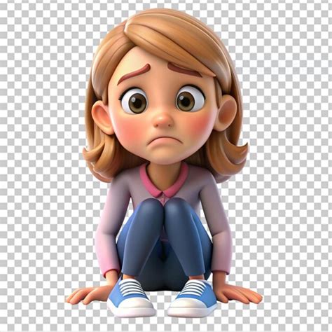 Triste Estresado Molesto Personaje De Dibujos Animados 3D Mujer Joven