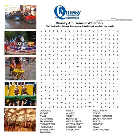 Amusement Park Word Search Printable