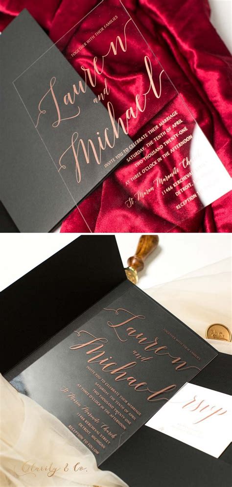 Unique Monogram Acrylic Wedding Invitations With Vellum Wraps