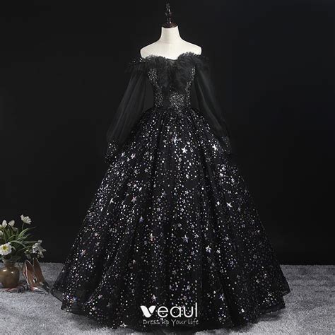 Victorian Style Black Prom Dresses 2020 Ball Gown Off The Shoulder