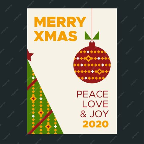 Free Vector Christmas Poster Template With Colorful Geometric Shapes