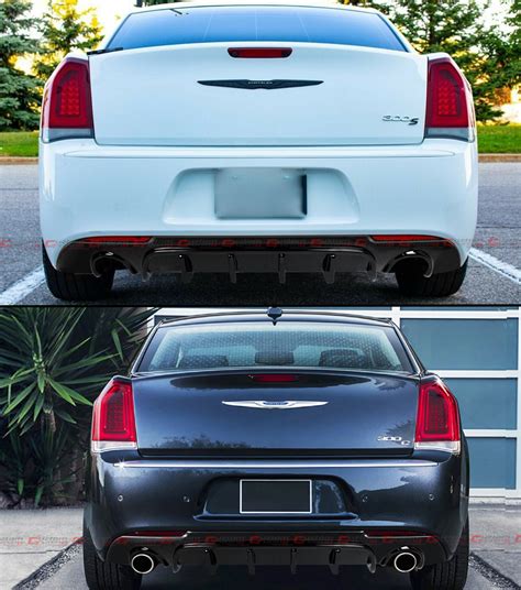 For Chrysler Glossy Black Dual Exhaust Shark Fins Rear Bumper