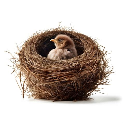 Premium AI Image | Adorable Bird Nest with Baby Bird on white Background AI