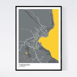 Tobermory, Isle of Mull Map Art Print Many Colours 350gsm Art Quality ...