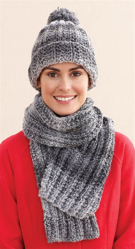 Rustic Ribbed Hat And Scarf Pattern Knit Version Knitting