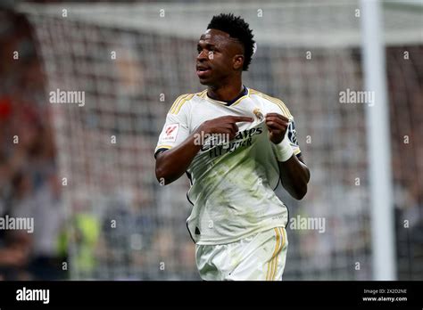 Madrid Kingdom Of Spain Vinicius Jr Celebrates His Pelalty Goal By