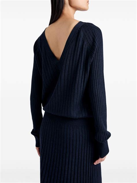 Proenza Schouler Eden Ribbed Knit Midi Dress Blue FARFETCH