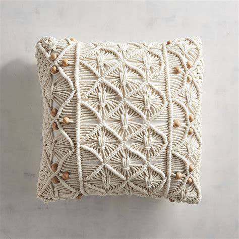 Macrame Beaded Pillow Beaded Pillow Throw Pillows Pillows