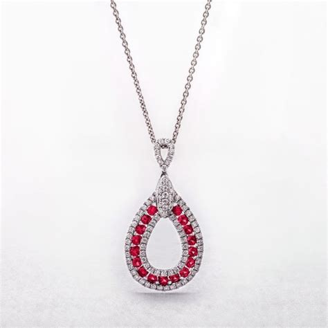 Pear Shape Ruby Pendant In 18ct White Gold